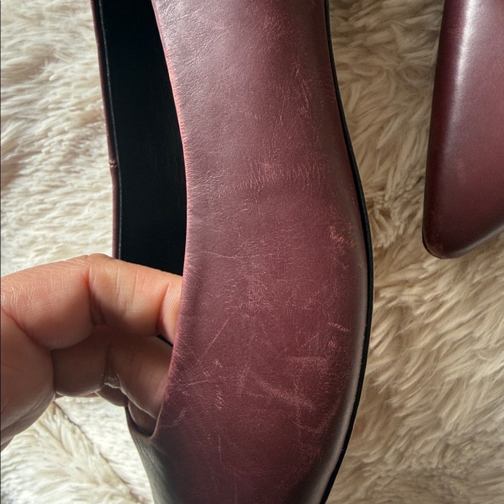 VINCE ISABEL Leather Flats NWOT -Size 8 Deep Cherry color EUR size- 38.5 - Picture 12 of 15
